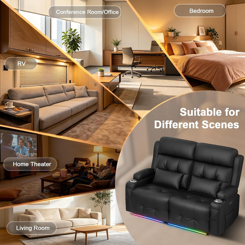 Power Reclining Loveseat with Massage & Heat,Wall Hugger Loveseat Recline...