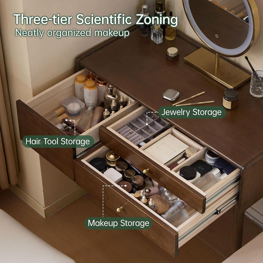 Vanity Desk, Solid Rubberwood Dressing Table, Study Desk and Vanity Table for...
