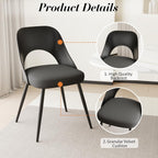 HENGJIANYI Modern Dining Chairs Set of 2, Armless Kitchen Chairs with Hollowed-Out Plastic Back, Upholstered Dining Room Chair with Metal Legs, Black