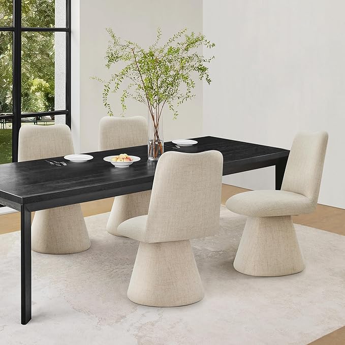 Swivel Dining Chairs Set of 2, Modern Upholstered Dining Chair Mid Century Ki...