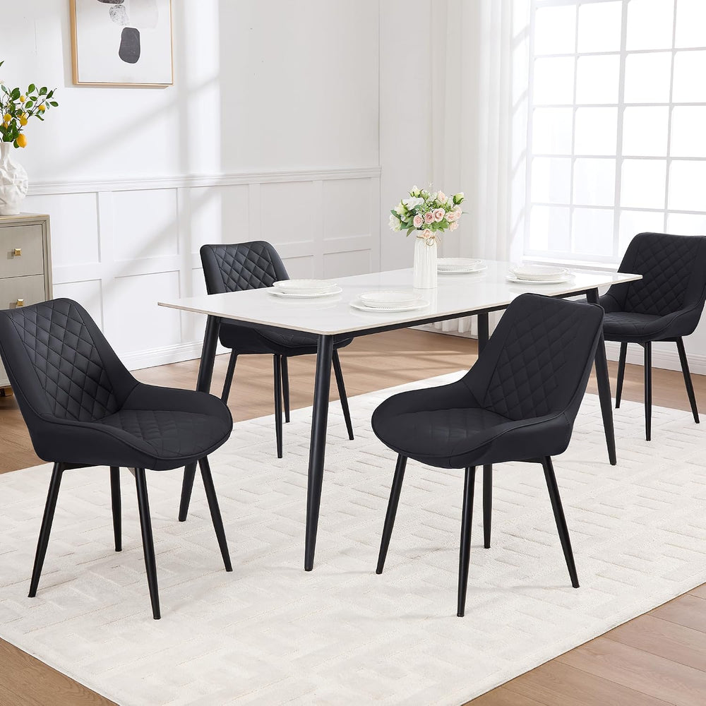 Dining Chair Set of 4, Modern Dining Chairs with Thick Cushions, Faux Leather...