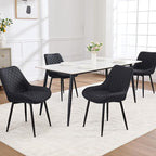 Dining Chair Set of 4, Modern Dining Chairs with Thick Cushions, Faux Leather Upholstered Kitchen Dining Room Chairs with Metal Adjustable Legs for Dining Living Room, Black