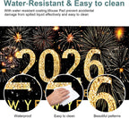 2026 Happy New Year Gaming Mouse Pad 31.5"x11.8"Desk Mat Anti-Slip Rubber Base & Durable Stitched Edges for Gamers Smooth Mouse Writing Surface for Desk Office/Home