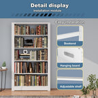 69” Tall Metal Bookshelf, Heavy Duty Bookcase, Modular Book Shelf with Expansion Capability, 5-Tier Adjustable Bookshelves for Heavy Books, Library, Living Room, Office. White