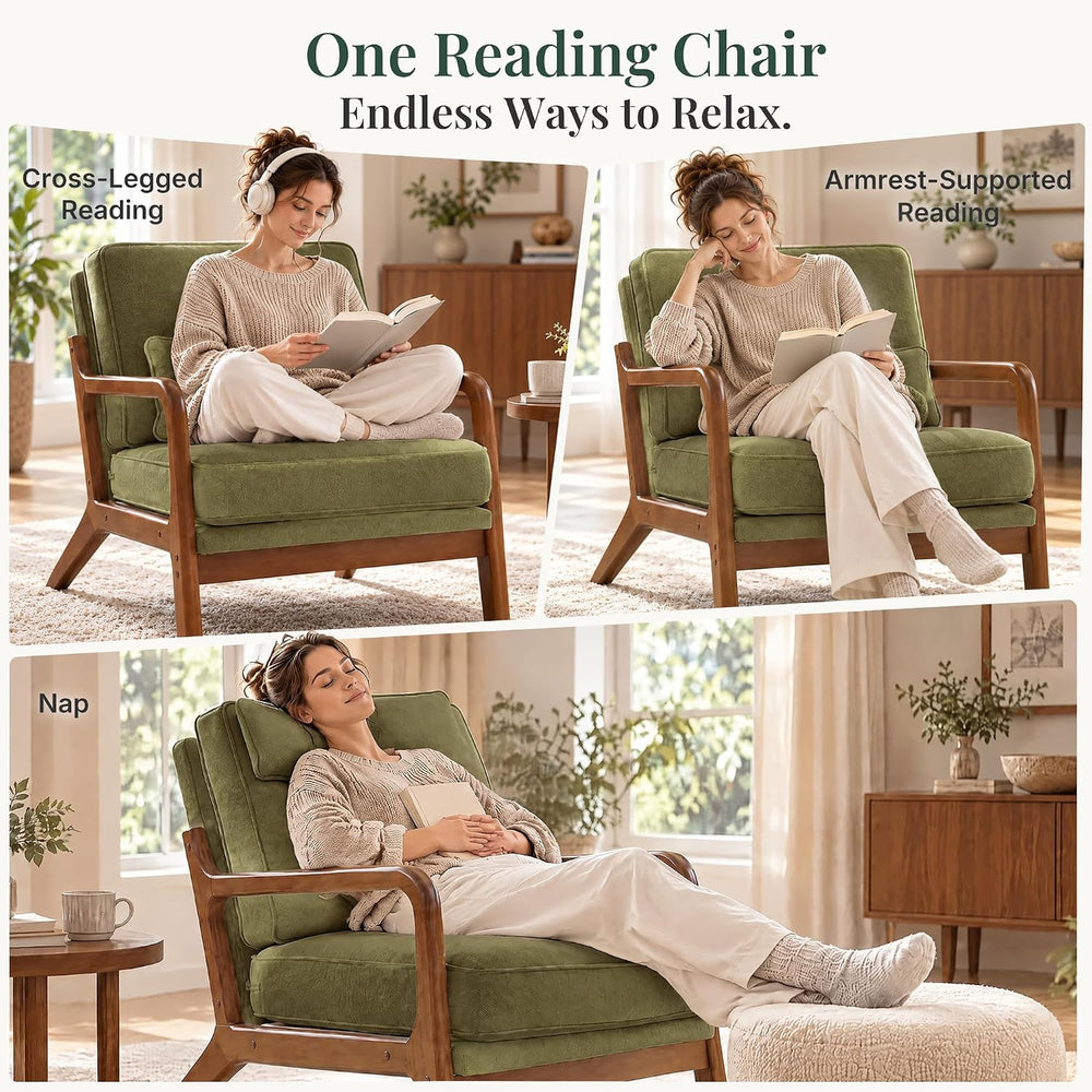 Mid Century Modern Accent Chairs Set of 2 with Lumbar Pillows