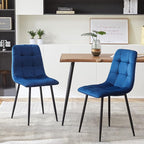 NORDICANA Navy Blue Velvet Dining Chairs Set of 4, Upholstered Tufted Kitchen Chairs, Comfortable Seat, Metal Leg, Easy Assembly