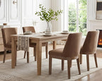 HNY Modern Dining Chairs Set of 2 with Comfortable Back Support, Farmhouse Soft Velvet Upholstered Kitchen Dining Room Chairs with Solid Wood Legs, Armless Accent Side Chairs for Living Room, Khaki