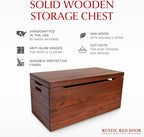 Amish Made Wooden Storage Chest Trunk Box with Lid and Handles for Bedroom, Blanket, Clothes, Anti-Slam Hinges, Handmade, Rustic, Oak Wood, Michaels Stain, 42"