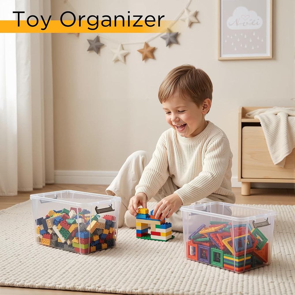 Citylife 6Packs 7.8Qt Plastic Storage Bins with Lids, Clear Organizer | Stackable totes Containers for Craft Supplies, Documents,Garage,Toys,Office and Classroom