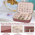 Dajasan Velvet Jewelry Box, Small Travel Jewelry Case, Portable Travel Jewelry Organizer Box for Women Girls (Pink)