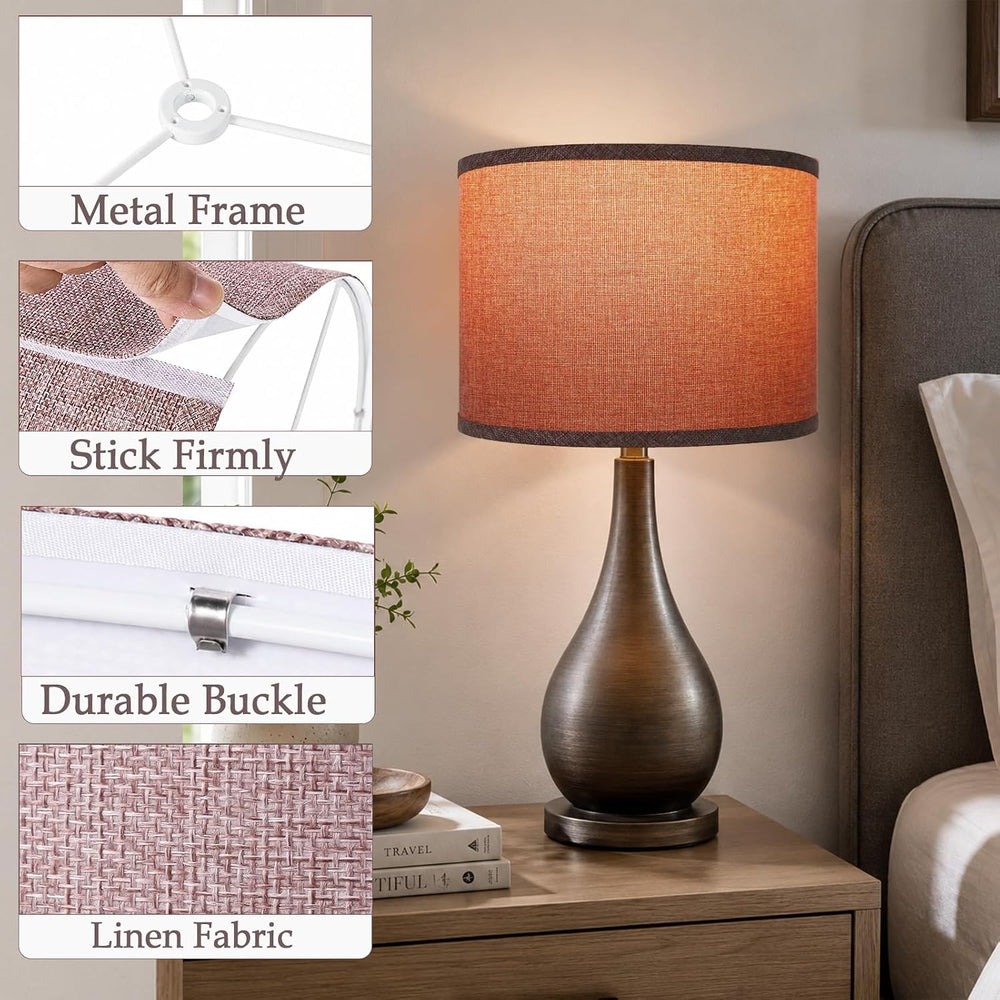 Drum Lampshades Set of 2, Fabric Lampshades for Table Lamps Floor Lamps, Medi...