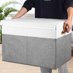 Large Toy Storage Box with Lid, Sturdy Toys Storage Chest Bin Organizer Basket with Dividers for Kids, Boys, Girls, Nursery, Closet, Bedroom, Playroom 26"x17" x17" (Grey and White)