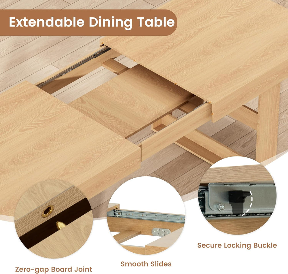 70.9" - 86.6" Extendable Dining Table for 8-10 Person, Modern Expan...