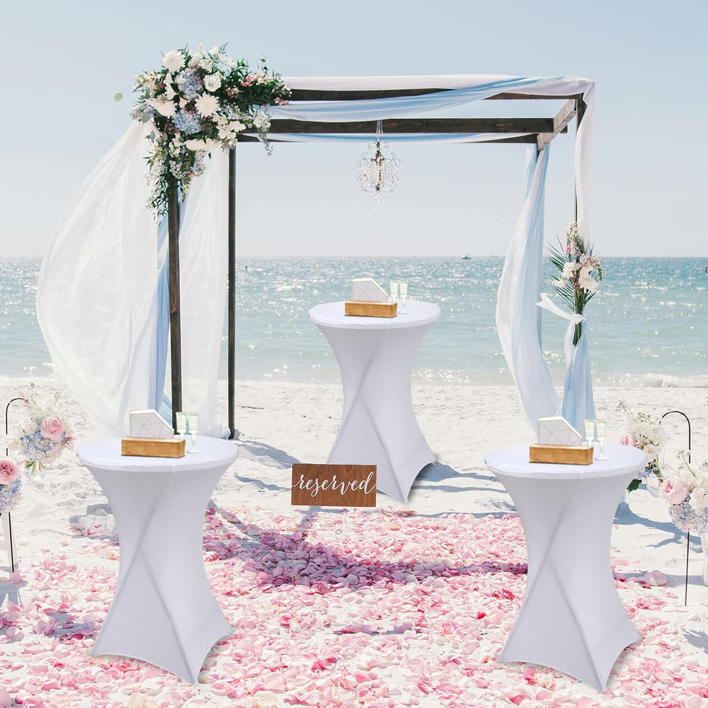 Wenqik 4 Pcs 32'' High Top Cocktail Table White Round Bar Height Fold...