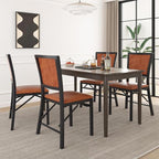 VECELO Folding Chairs Set of 4 with Cushion, Foldable Padded Seats with Heavy Duty Metal Frame for Kitchen/Dining/Living Room, No Assembly & Space Saving Design, Chestnut Brown