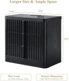 Black 23.6" Nightstand with Charging Station, Side Table with 3 Storage Drawers, Mid Century Modern Night Stand with Solid Wood Handle, Bedside End Table for Bedroom, Living Room, Closet