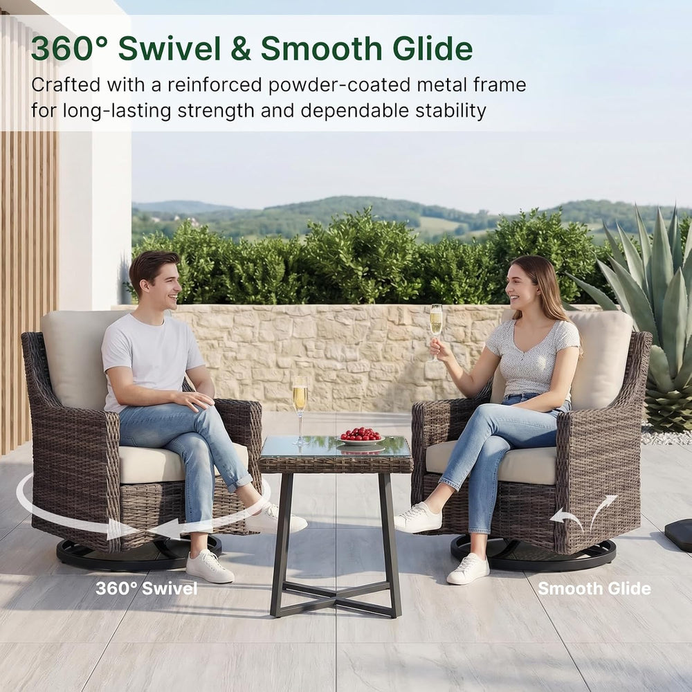 Outdoor Swivel Rocker Patio Chair with Premium Cushion, High Back Wicker Pati...