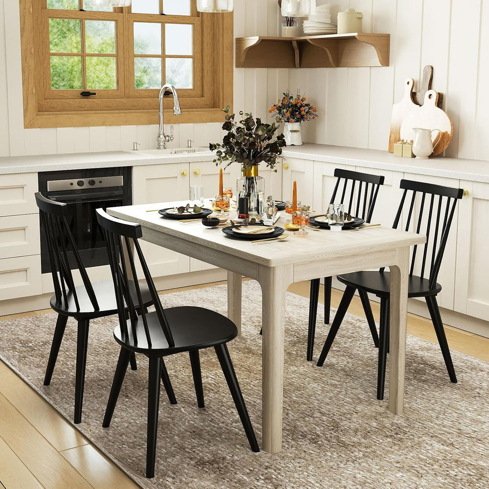 GOFLAME Windsor Dining Chairs Set of 2, Farmhouse Kitchen Chairs with Rubber ...