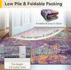 Washable Area Rugs 5'x7' Non-Slip Modern Abstract Soft for Living Room Entryway Bedroom Nursery, Print Pattern, Purple Orange Blue Green Rust Red Colorful