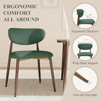 Dining Chairs Set of 4, Upholstered Dining Room Chairs with Metal Legs and Anti Slip Pads, Curved Back Kitchen Chair for Home and Restaurant Use, Green