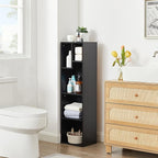 VECELO 4-Tier Slim Bookcase, Modern Storage Cabinet, Slim Bookshelf, Fits Tallest Hardcover, 5 Cubes, Vertical or Horizontal, Easy Assembly, Black