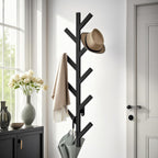 Prywot Coat Rack Wall Mounted - 9 Hooks, Coat Hooks for wall, Modern Metal Coat Tree for Hats, Jackets, Bags, Entryway Bedroom-Black (Height 37.8")