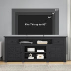 DWVO Farmhouse TV Stand for 75/80 Inches TVs, Entertainment Centers Furniture 30" Tall, TV Consoles with Storage Drawers & Power Outlet, Rustic TV Stands for Living Room, Black