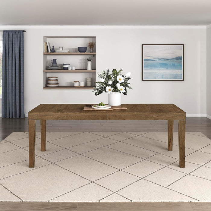 Lexicon 84-102 Inch Extendable Dining Table for 4-8 People, Large Rectangle Wooden Kitchen Table with Self-Storing Extension Leaf Space Saving, for Dining Room, Living Room, Home Office, Brown