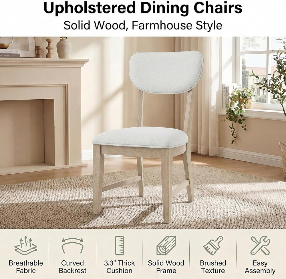 COLAMY Solid Wood Dining Chairs Set of 4, Mid Century Modern Upholstered Kitc...