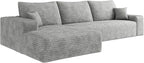 Eafurn Oversized L-Shaped Modular Sectional Sofa with Chaise, Fluffy Corduroy Upholstered Boneless Couch with Deep Seat, Minimalist Flexible Combination for Living Room | Breathable material, Full Foam, Anti-slip