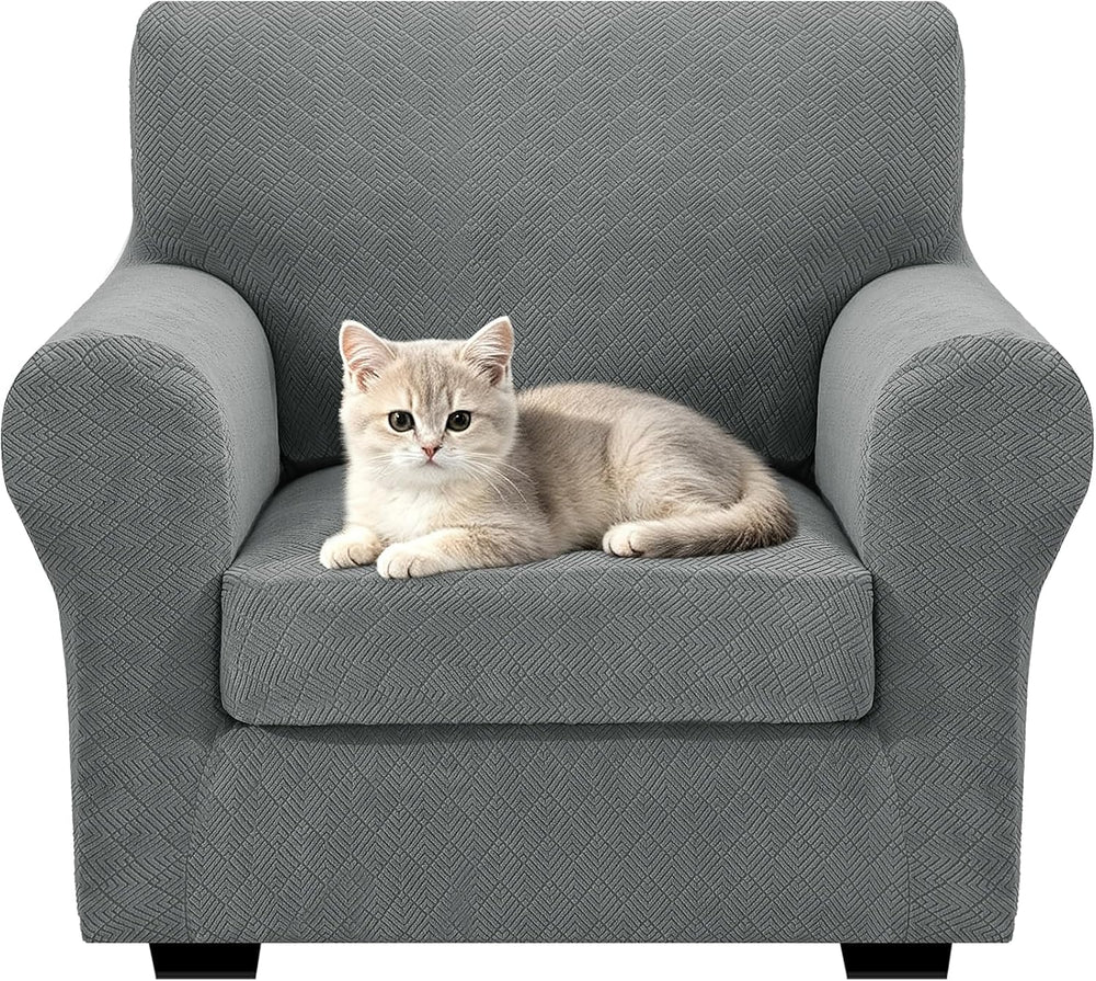 XINEAGE 2-Piece Stretch Armchair Slipcover, Sofa Cover for Dogs,Light Gray