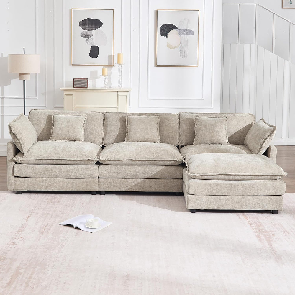 KIVENJAJA 111.5" W L Shaped Modular Cloud Sectional Sofa Couch for Livin...