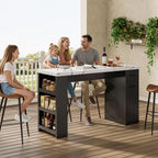 Kitchen Island Table, 59-Inch Modern Counter Height Dining Table | kitchen table w/Pull-Basket Drawer, 3-Tier Shelves,1.5"Thick Marble Tabletop, Bar Table for Dining Living Room Balcony Bistro
