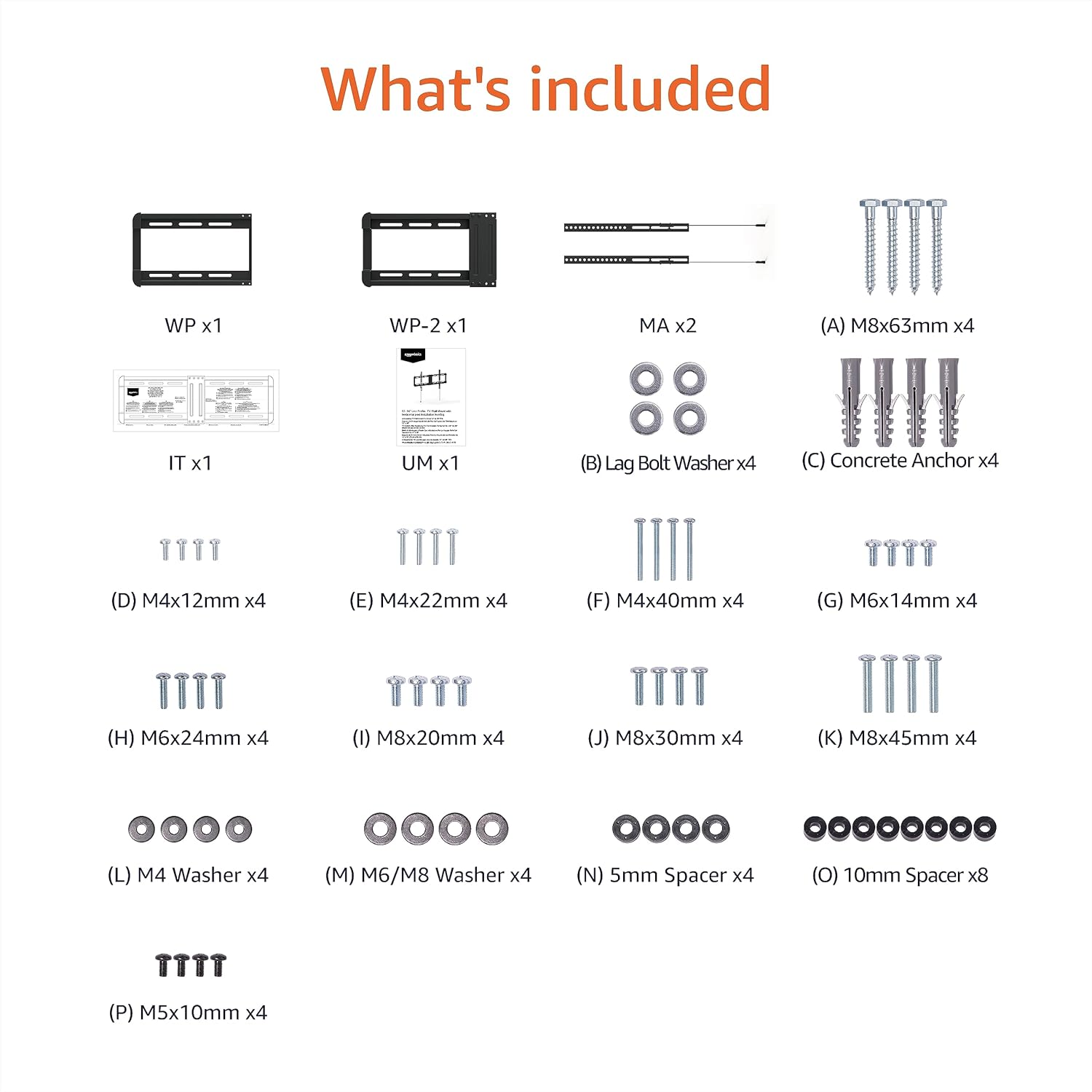 Amazon Basics Tilting TV Wall Mount with Horizontal Post Installation Leveling for 37" to 86" TVs, Wood Studs Compatible, Black