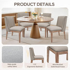 Dining Chair Set of 2, Fabric Upholstered Kitchen Side Chairs with Wooden Legs for Kitchen & Restaurant Use, Beige