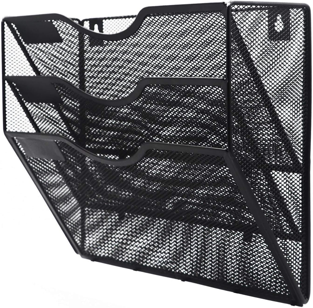 Kuntine.B Wall File Organizer Office Hanging Magazine Holder Wall File Organizer for Office Home (Black, 3 Tier)