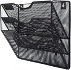 Kuntine.B Wall File Organizer Office Hanging Magazine Holder Wall File Organizer for Office Home (Black, 3 Tier)