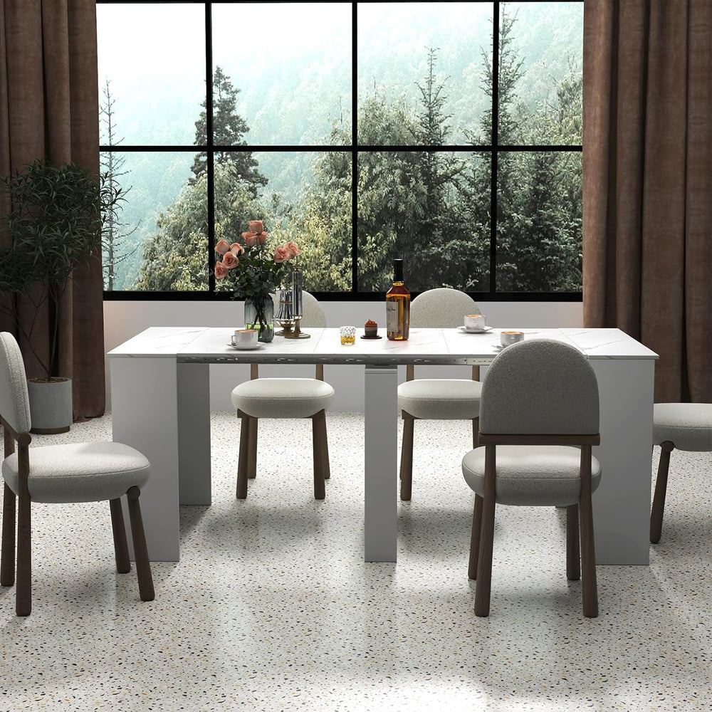 JOYSOURCE Extendable Dining Room Table for up to 12 People 20-119 inch Adjust...