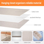 Large Hanging Sweater Organizer for Closet,Collapsible 6-Shelf Hanging Closet Shelves with Drawers, Washable (Beige -6 Shelf-2 d)