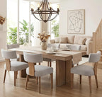 Mid Century Modern Dining Chairs Set of 6, Upholstered Wooden Dining Room Chairs, Farmhouse Kitchen Chairs, Accent Armless Side Chairs with Curved Back for Living Room, Grey Linen, 6PCS