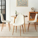 Dining Kitchen Chairs Set of 4, Modern Upholstered Living Room Chairs White Comfortable Teddy Fabric Bedroom Chairs, Space Saving Dining Side Chairs for Apartment, Restaurant
