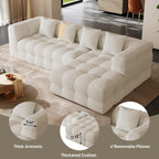120" Oversized Modular Sectional Couch,Cloud Sectional Sofa with Deep Seat, Modern Modular Couch with 4 Throw Pillows,L-Shaped Chenille Sofa Couches with Right Facing Chaise for Living Room, Beige