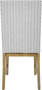 HomePop Upholstered Wood Apron Dining Chair - Light Gray Stripe (Set of 2)