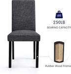 CHUN YI Upholstered Dining Chairs Set of 4, Fabric Dining Room Chairs with Solid Wood Legs, Modern Parson Chairs for Kitchen, Restaurant, Hotel, Dark Gray