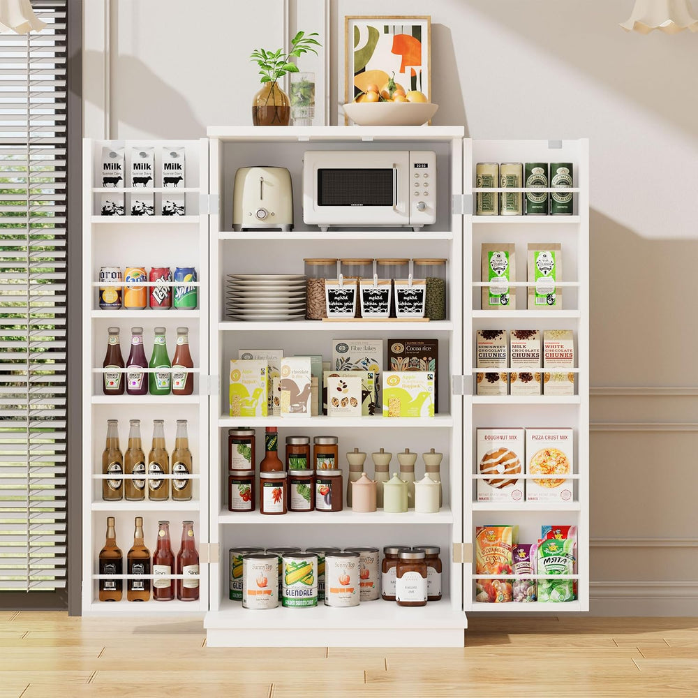47in Kitchen Pantry Cabinet, Wood Kitchen Storage Pantry Cabinets Freestandin...