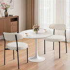 SoarFlash Kitchen Table and Chairs for 2, 24" Dining Table Set for 2 with Velvet Upholstered Chairs, 3 Piece Round Kitchen Table Set, Dining Room Table Set for Small Space, Apartment