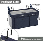 Bedside Caddy Bedside Organizer with Fixed Straps & Water Bottle Holder, Bunk Bed Caddy ideal for Home, Dorm, Hospital, Crib, Versatile Bedside Storage Solution (Navy)