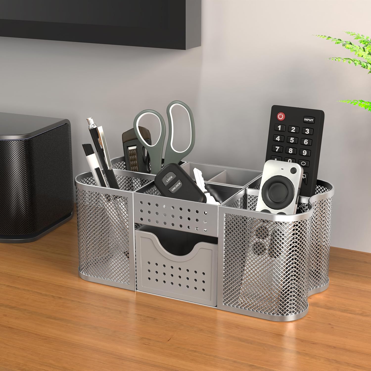 Deco Brothers Desk Organizers Pen Holder Office Caddy Storage, Silver