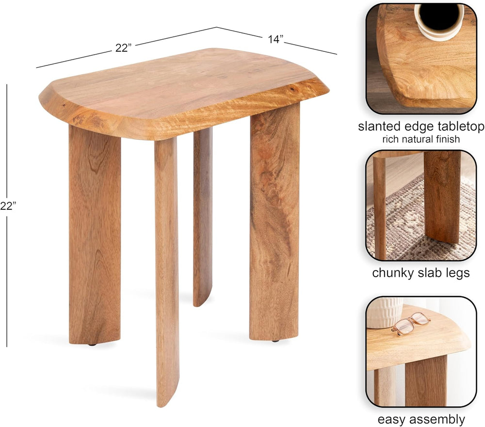 Kate and Laurel Vaux Modern Mango Wood Rectangular Side Table, 22 x 14 x 22, ...