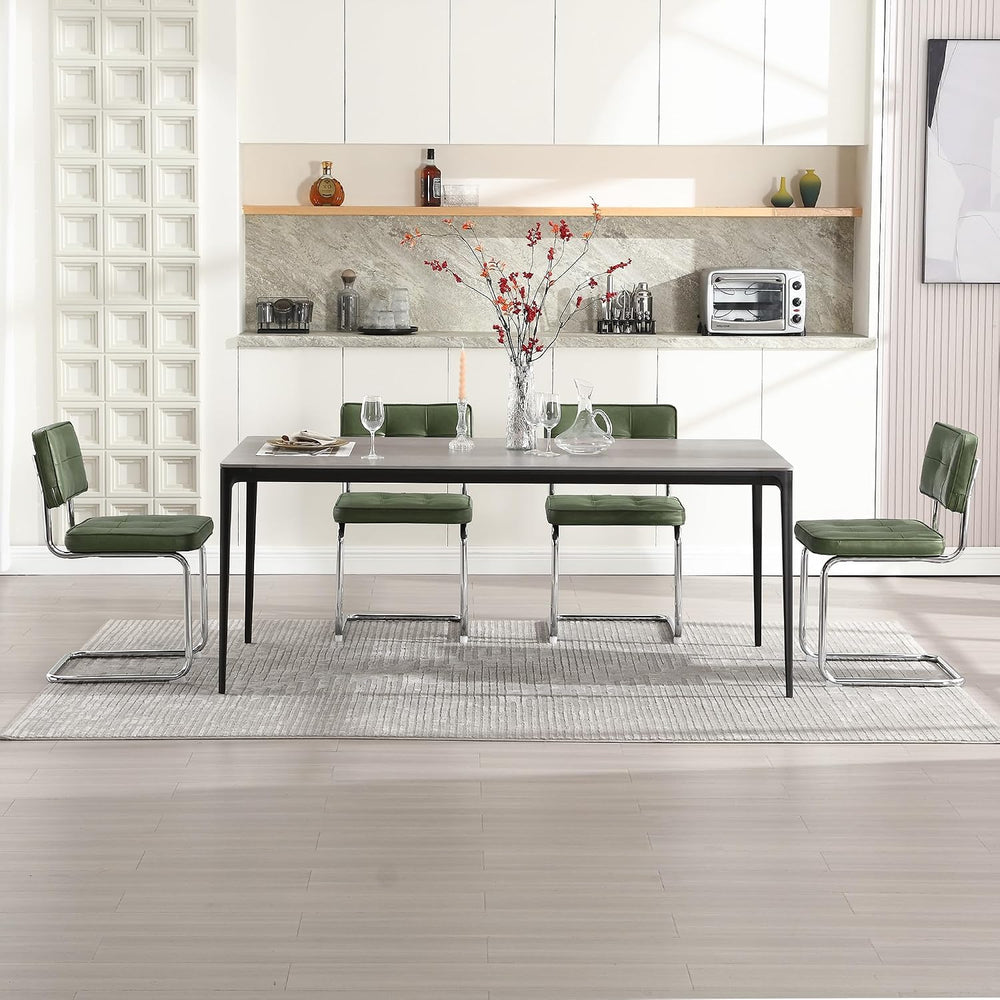 Zesthouse Faux Leather Dining Chairs Set of 6, Industrial Metal Chairs with S...